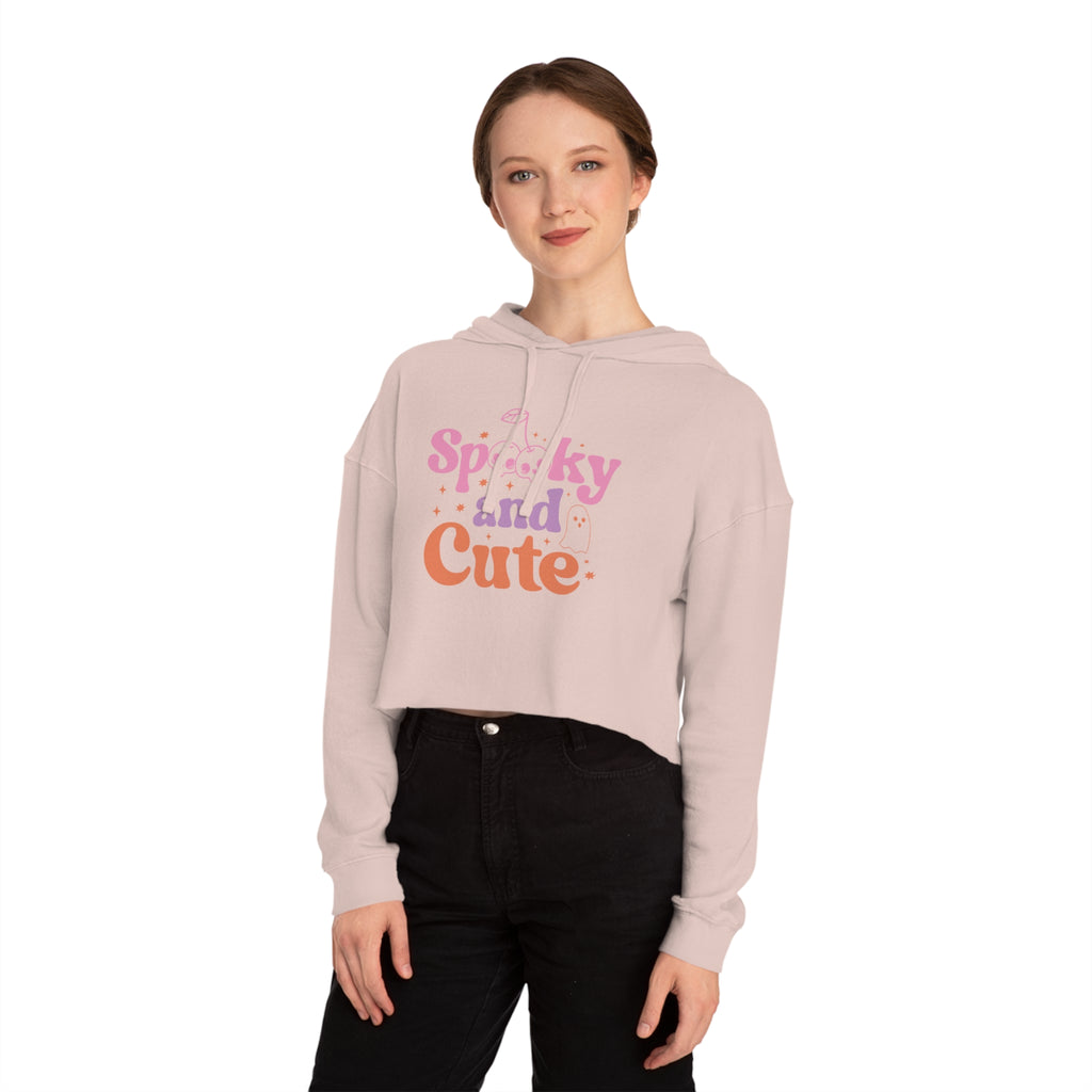 Spooky and Cute Cropped Hoodie, Women's Halloween Fashion, Cozy Sweatshirt, Trendy Fall Apparel, Gift for Her, Casual Style