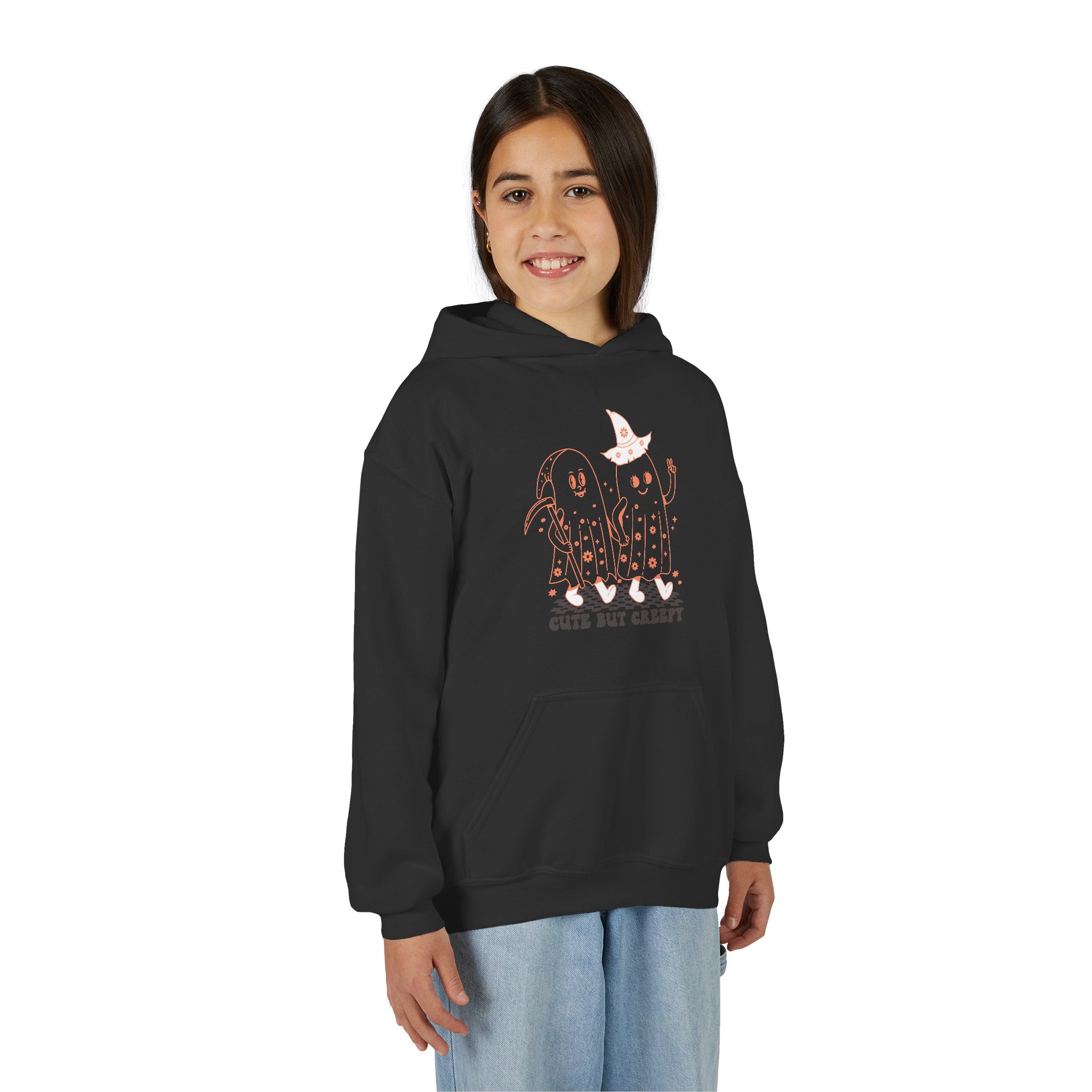 Cute but Creepy Youth Hoodie | Trendy Sweatshirt for Teens | Unique Gift for Halloween, Birthdays, or Everyday Wear