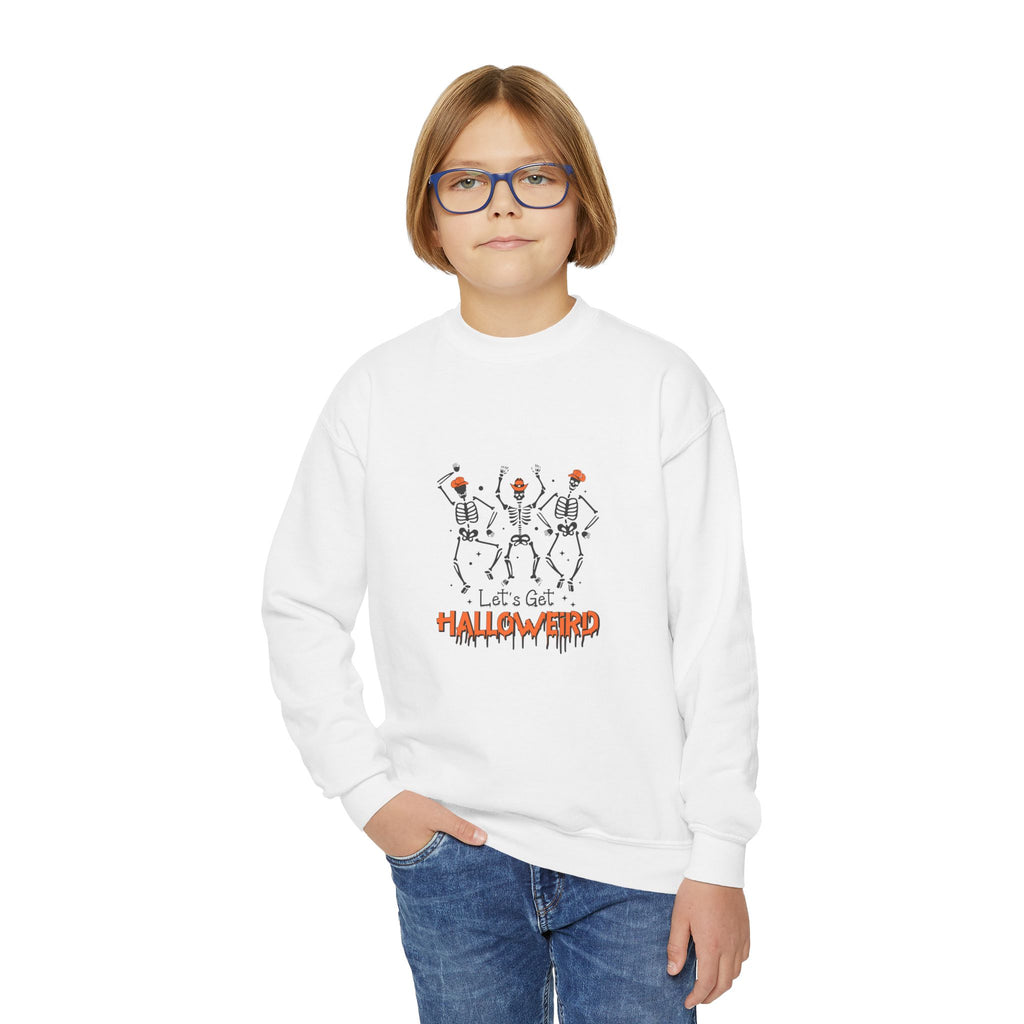 Halloween Youth Crewneck Sweatshirt, Spooky Sweatshirt, Kids Halloween Costume, Trick or Treat Gift, Fall Apparel, Cozy Halloween Clothing
