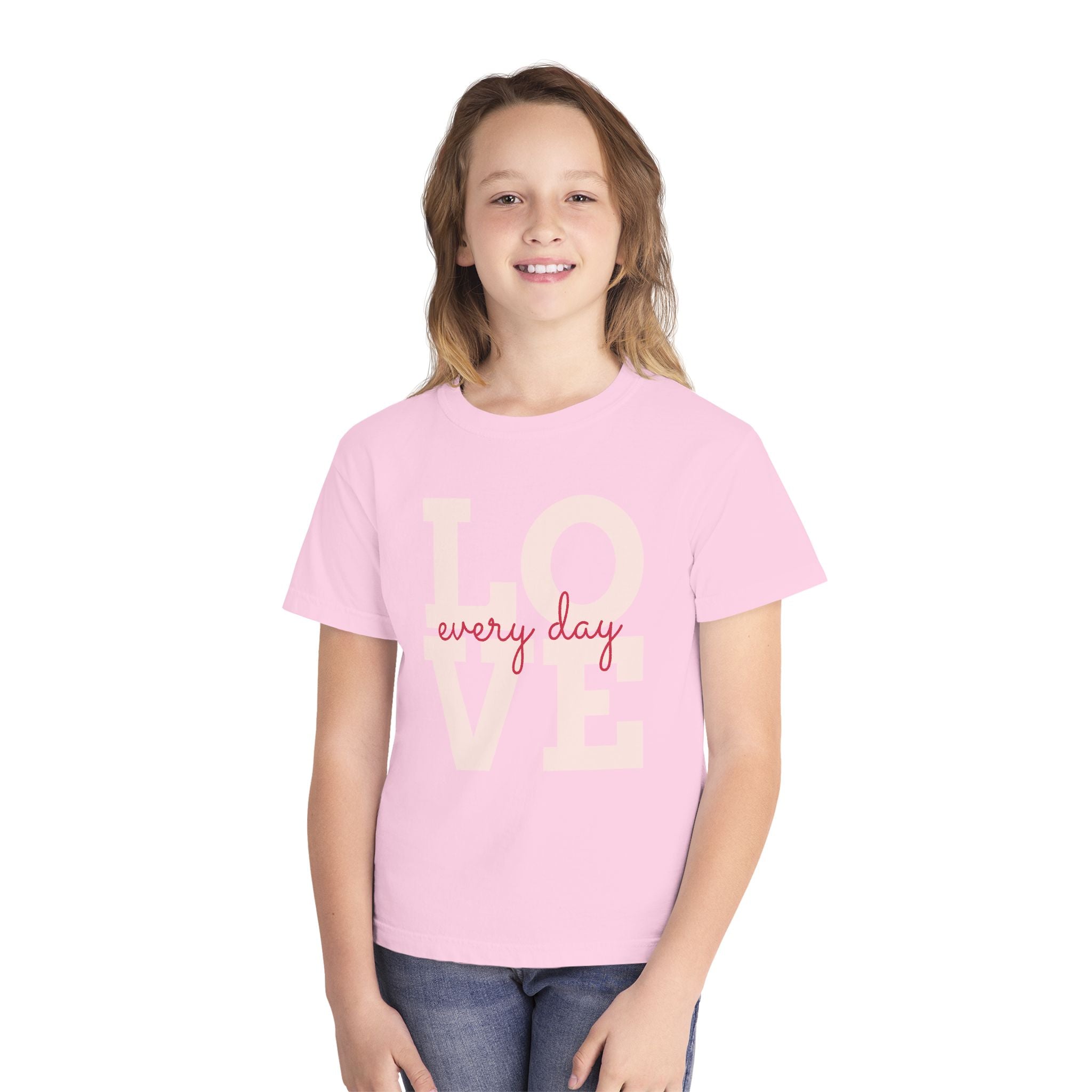 Love Every Day Youth Tee, Casual Shirt, Gift for Kids, Fun Everyday Wear, Heartfelt Message Tee, Valentine's Day
